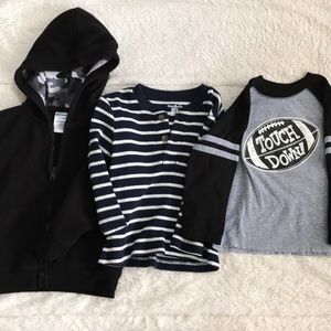 Fleece zip up and long sleeved shirts